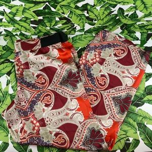 5 for $25 INC Maroon Orange Paisley Silky Pants